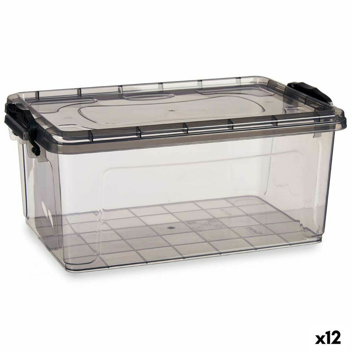 Cutie de depozitare cu capac Antracit Plastic 13,7 L 27,5 x 18 x 42,5 cm (12 Unități)