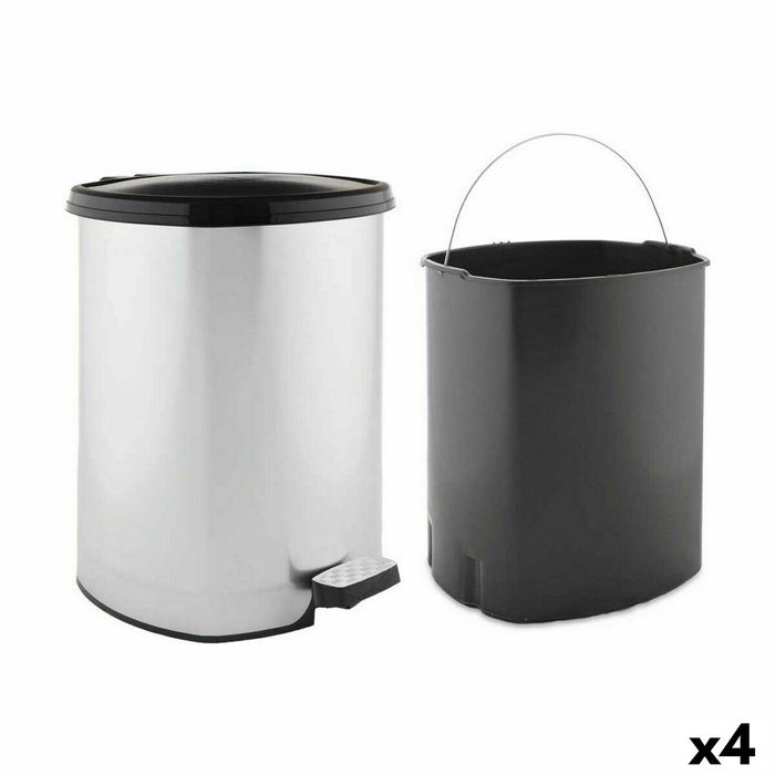 Coș de gunoi pentru hârtie cu pedală Argintiu Plastic 20 L (4 Unități)