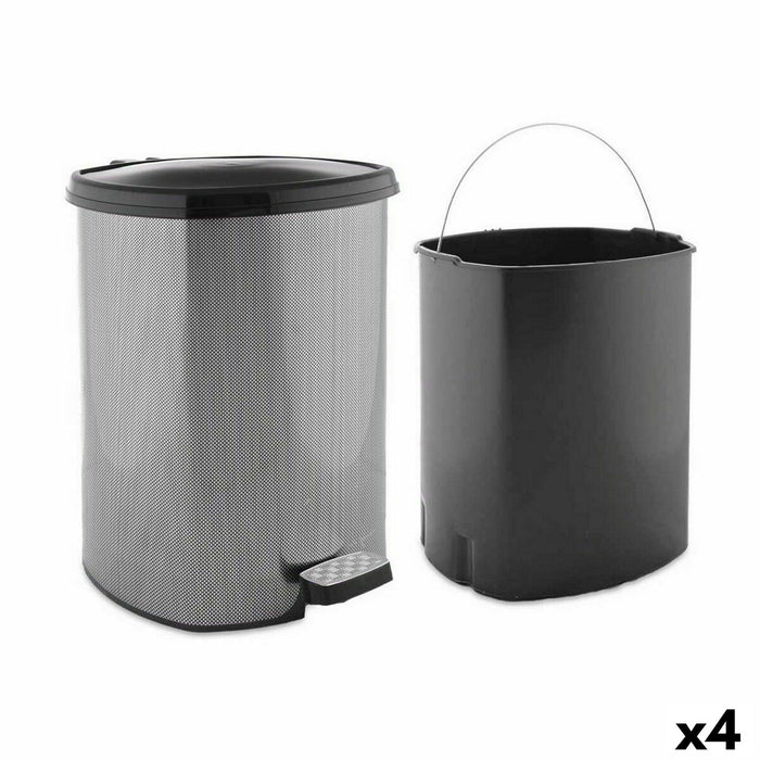 Coș de gunoi pentru hârtie cu pedală Gri închis Plastic 20 L (4 Unități)