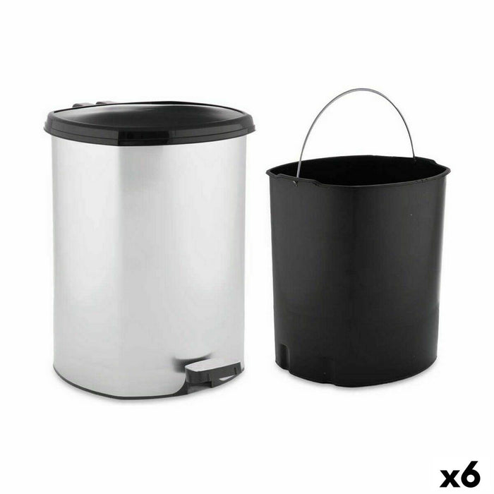 Coș de gunoi pentru hârtie cu pedală Argintiu Plastic 11 L (6 Unități)