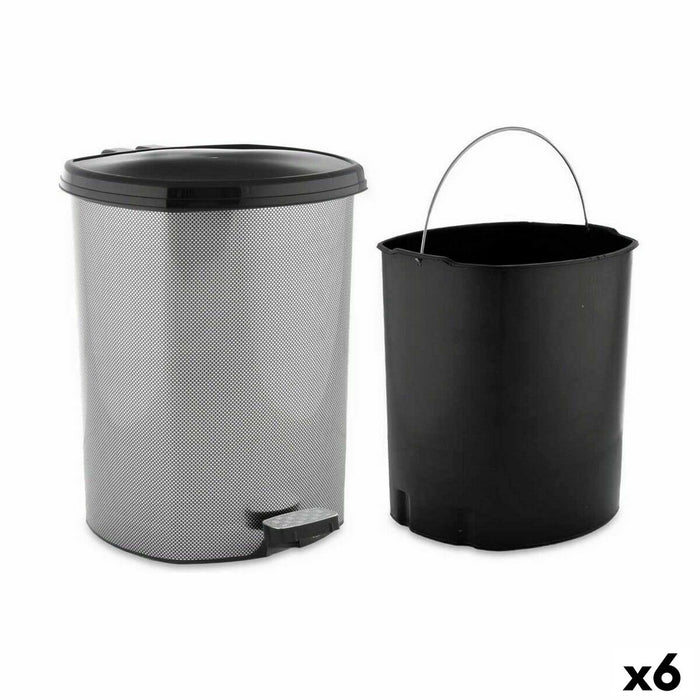 Coș de gunoi pentru hârtie cu pedală Gri închis Plastic 11 L (6 Unități)