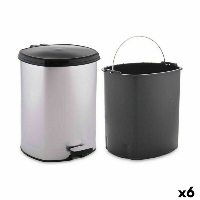 Coș de gunoi pentru hârtie cu pedală Argintiu Plastic 6 L (6 Unități)