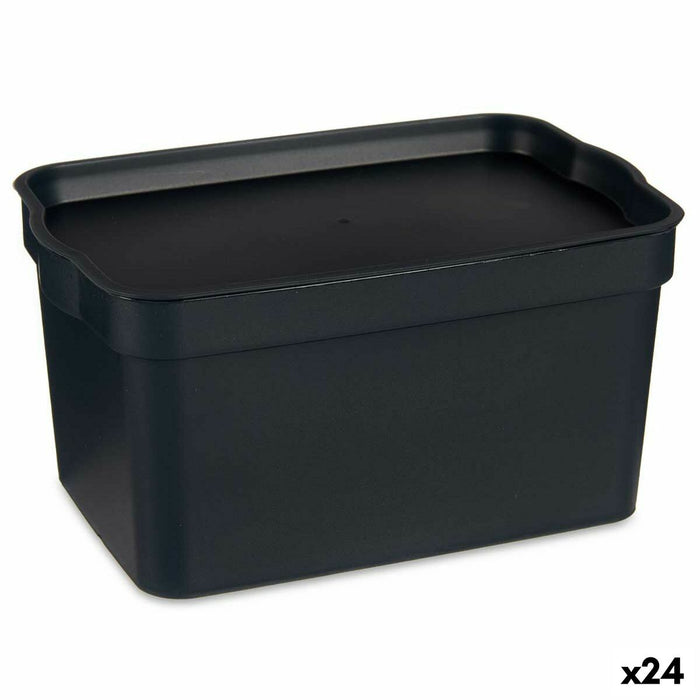 Cutie de depozitare cu capac Antracit Plastic 2,3 L 13,5 x 11 x 20 cm (24 Unități)