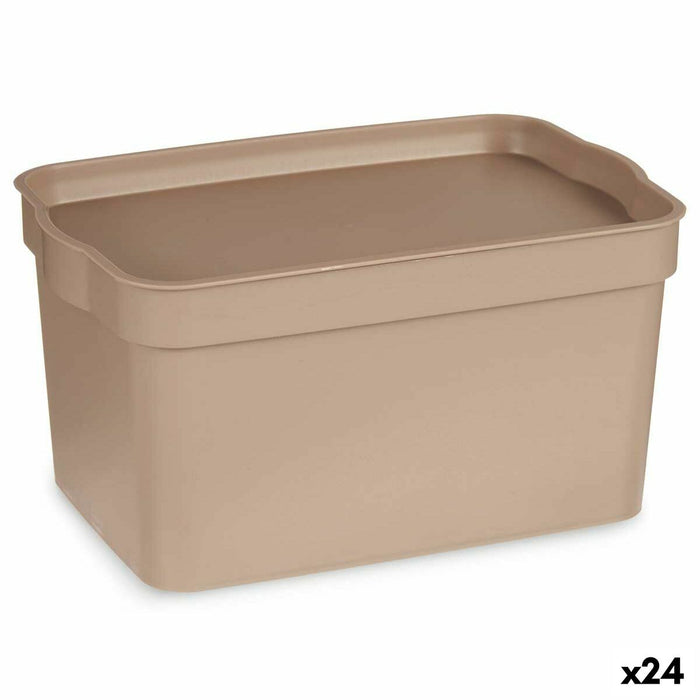 Cutie de depozitare cu capac Bej Plastic 2,3 L 13,5 x 11 x 20 cm (24 Unități)