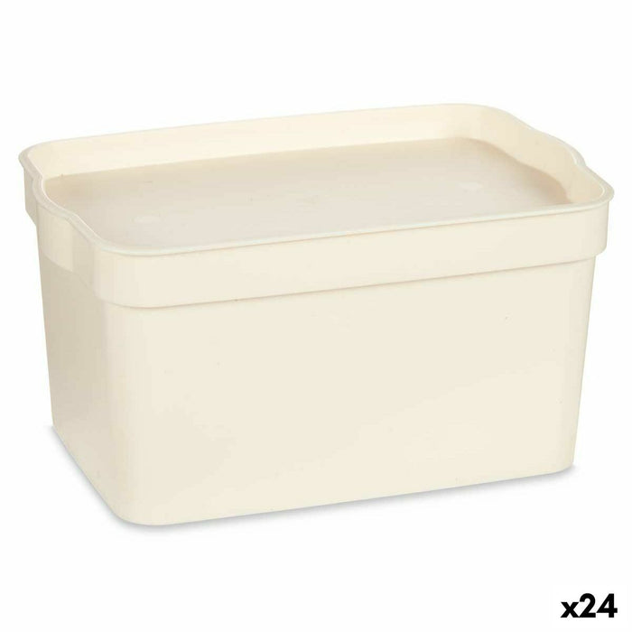 Cutie de depozitare cu capac Crem Plastic 2,3 L 13,5 x 11 x 20 cm (24 Unități)