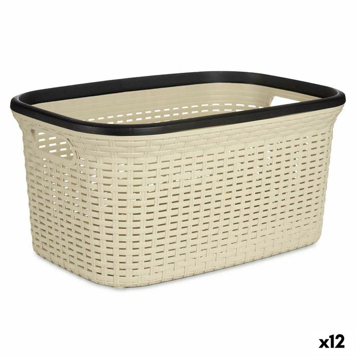 Coș pentru rufe Crem Plastic 36 L 36 x 25,5 x 52,5 cm (12 Unități)