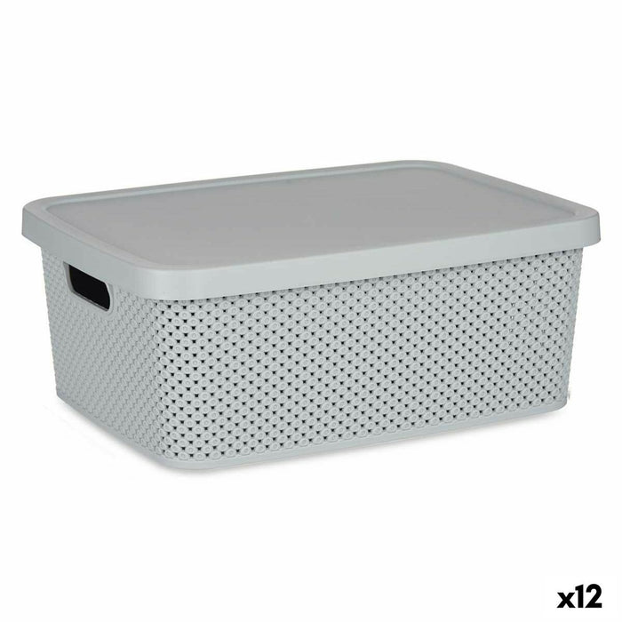 Cutie de depozitare cu capac Gri Plastic 13 L 28 x 15 x 39 cm (12 Unități)