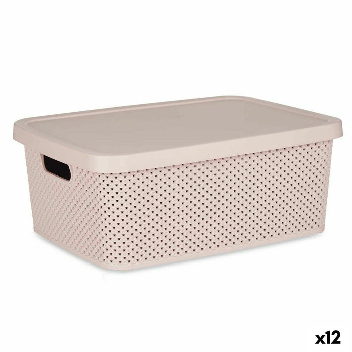 Cutie de depozitare cu capac Roz Plastic 13 L 28,5 x 15 x 38,5 cm (12 Unități)