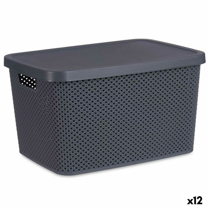 Cutie de depozitare cu capac Antracit Plastic 19 L 28 x 22 x 39 cm (12 Unități)