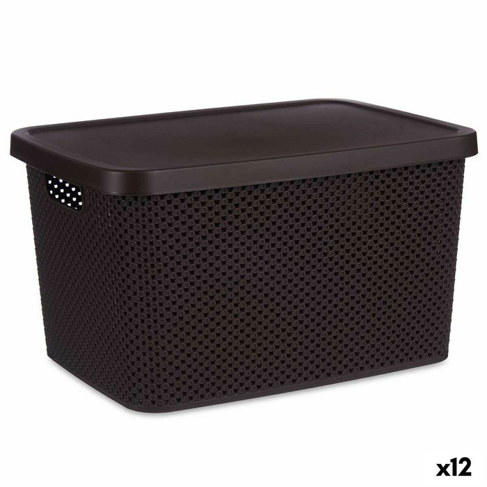Cutie de depozitare cu capac Maro Plastic 19 L 28 x 22 x 39 cm (12 Unități)