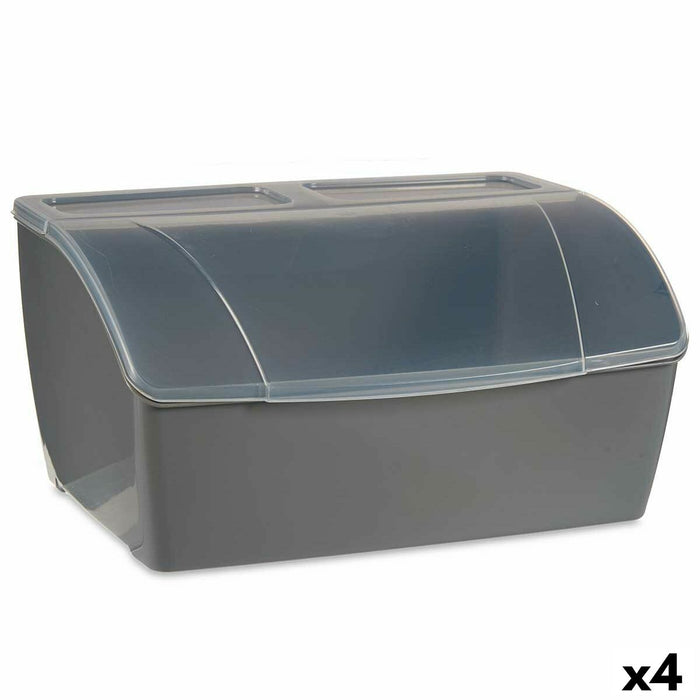 Coș pentru pâine Gri Plastic 29,5 x 20,5 x 41 cm (4 Unități)