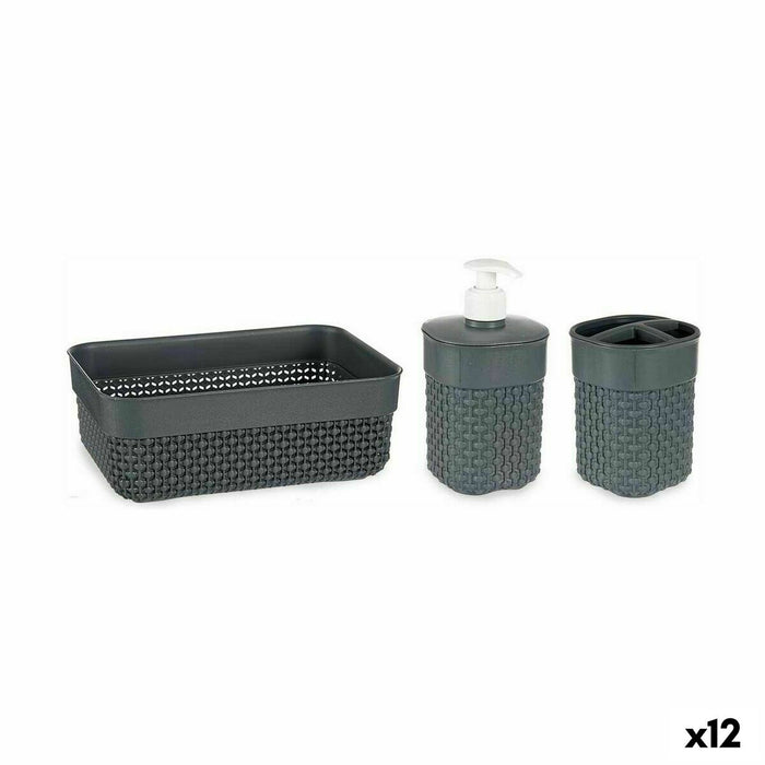 Set de Baie Antracit Plastic (12 Unități)