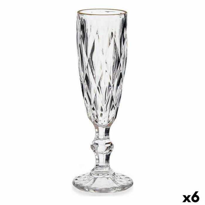 Pahar de șampanie Diamant Auriu* Transparent Sticlă 170 ml (6 Unități)