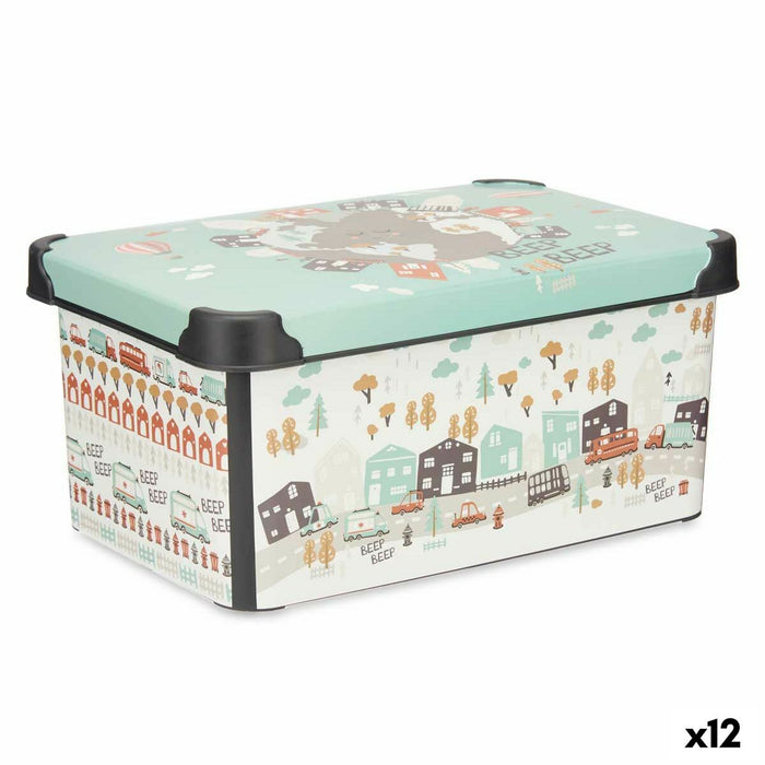 Cutie de depozitare cu capac Infantil Drum Plastic 10 L 23 x 16,5 x 35 cm (12 Unități)