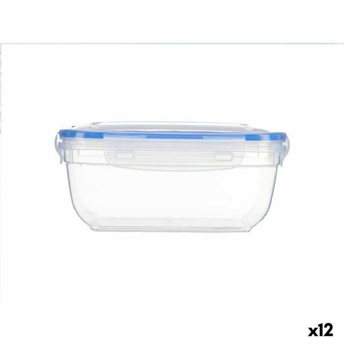 Cutie pentru prânz ermetică Pătrat Transparent polipropilenă 1,4 L 14,5 x 8,5 x 20 cm (12 Unități)