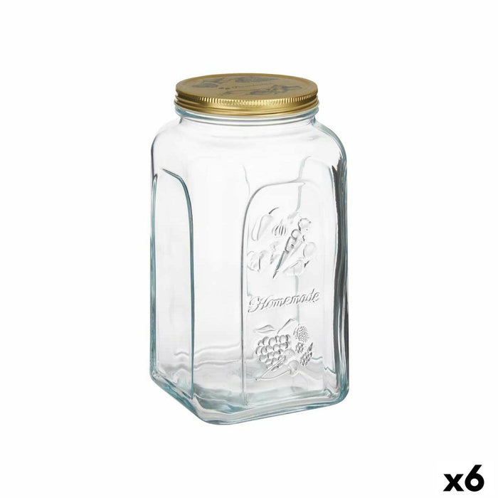 Borcan Homemade Transparent Auriu* Metal Sticlă 3 L 13 x 25 x 13 cm (6 Unități)