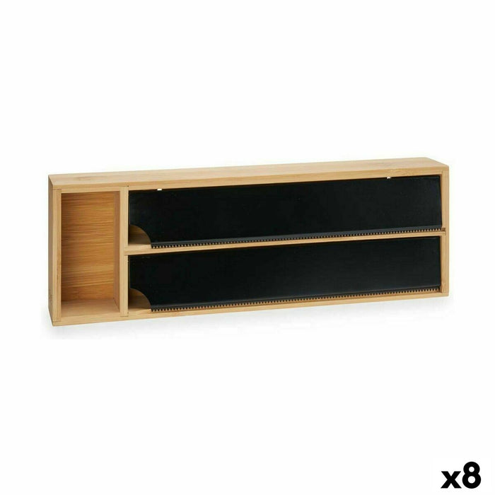 Distribuitor de hârtie Double Negru Natural Bambus Oțel inoxidabil 40 x 7 x 13 cm (8 Unități)