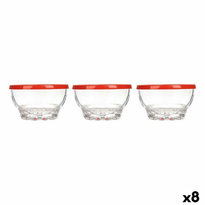 Set de boluri Karaman Roșu Transparent Sticlă Polietilenă Ø 10,5 cm 275 ml (8 Unități)