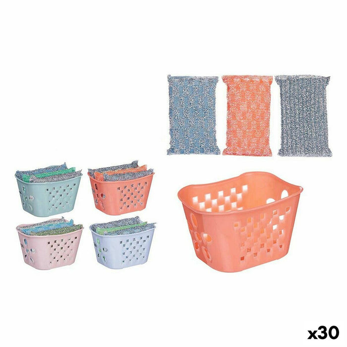 Set de tampoane de curățat Coș Plastic (30 Unități)
