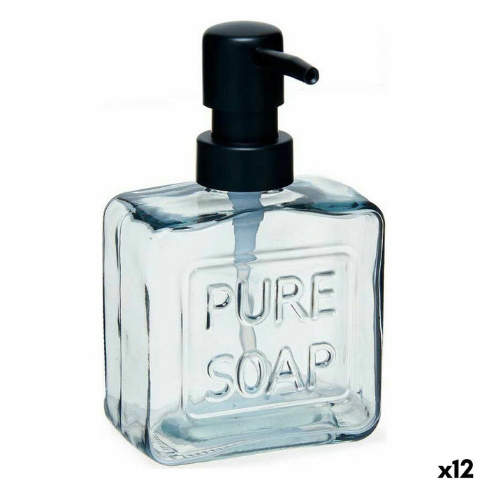 Dozator de Săpun Pure Soap 250 ml Geam Negru Plastic (12 Unități)