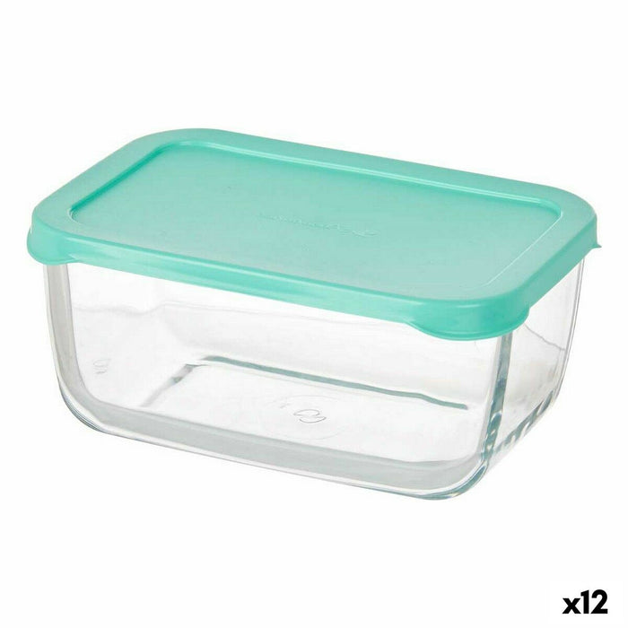 Cutie pentru Prânz Snow 790 ml Verde Transparent Sticlă Polietilenă (12 Unități)