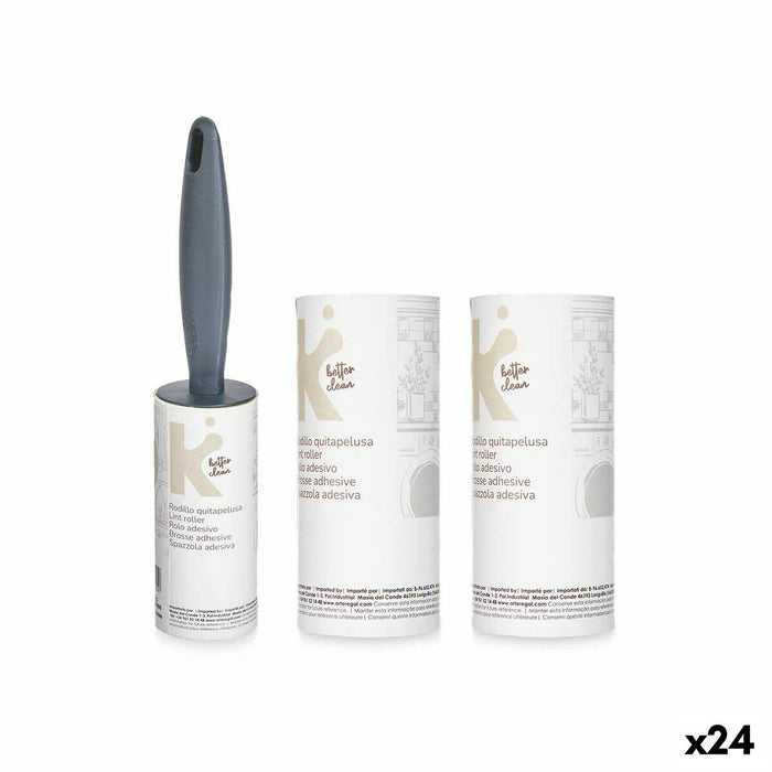 Rolă pentru Îndepărtarea Scamelor Better Clear Gri 4 x 26 x 12,5 cm Set (24 Unități)