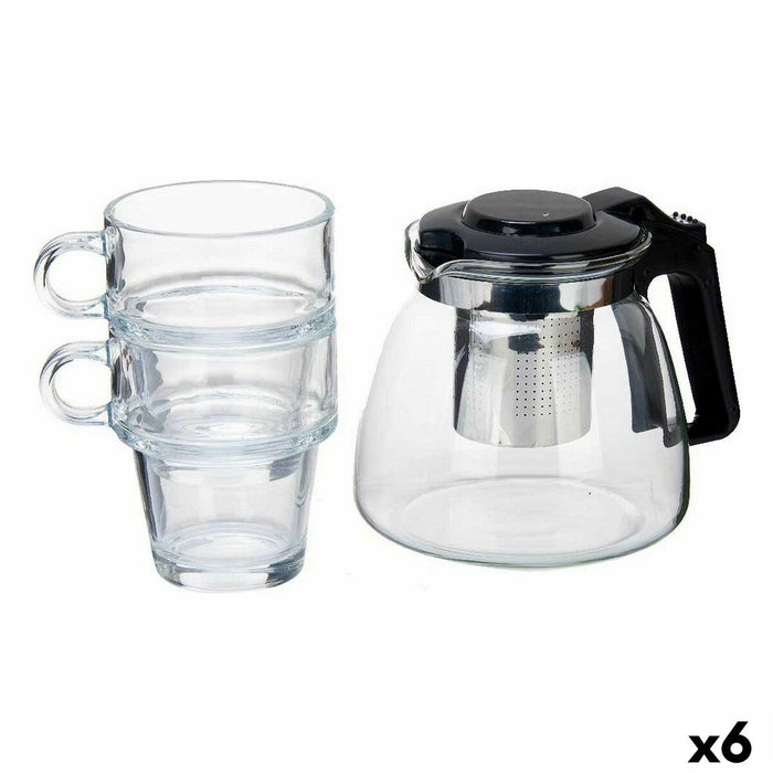 Set de Ceainic 900 ml Transparent Plastic Sticlă (6 Unități)