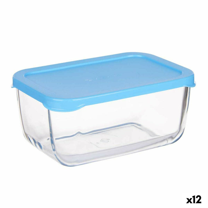 Cutie pentru Prânz SNOW BOX Albastru Transparent Sticlă Polietilenă 790 ml (12 Unități)