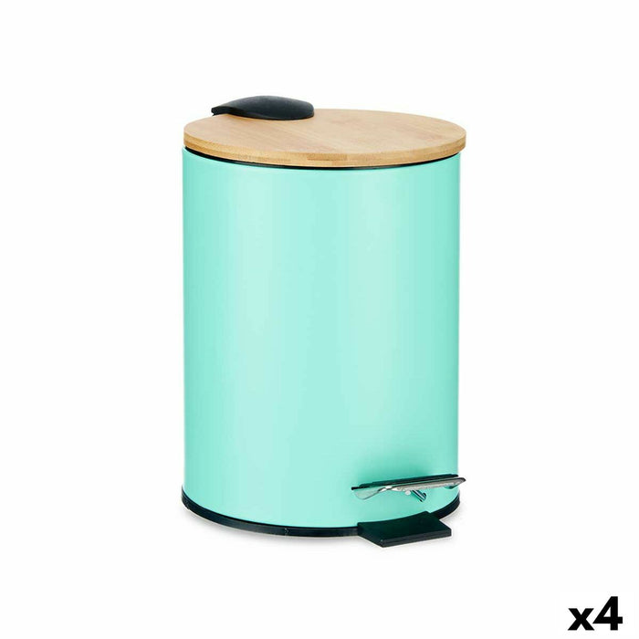 Coș de gunoi pentru hârtie Mentă Metal Bambus 3 L (4 Unități)