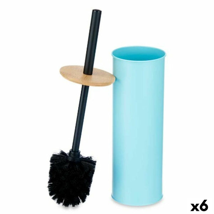 Perie pentru toaletă Albastru Metal Bambus Plastic 9,5 X 27 X 9,5 cm (6 Unități)