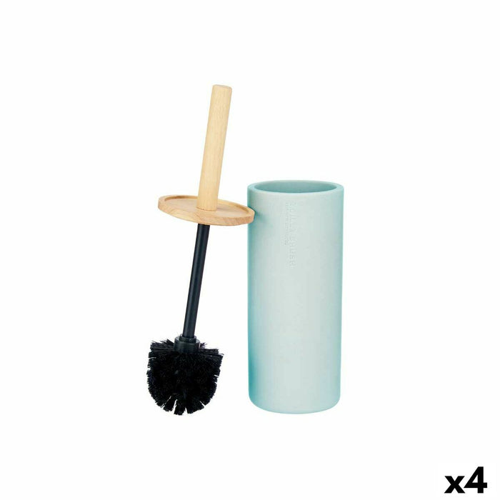 Perie pentru toaletă Albastru Lemn Rășină 10,2 x 38 x 10,2 cm (4 Unități)