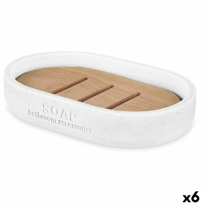 Săpunieră Alb Rășină Bambus 12,5 x 2,5 x 8,5 cm (6 Unități)