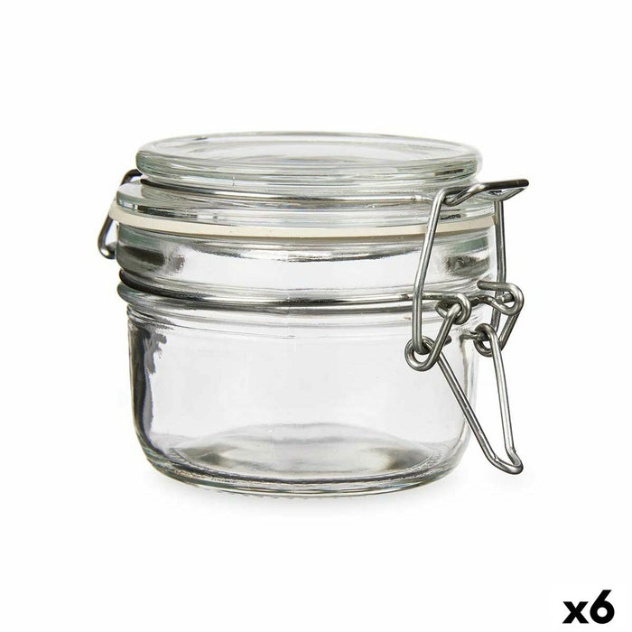 Borcan Transparent Metal Sticlă Silicon 120 ml 11,3 x 7 x 8,3 cm (6 Unități)