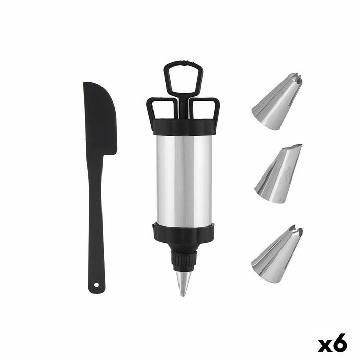 Pungă patiserie Set Negru Argintiu Oțel inoxidabil (6 Unități)