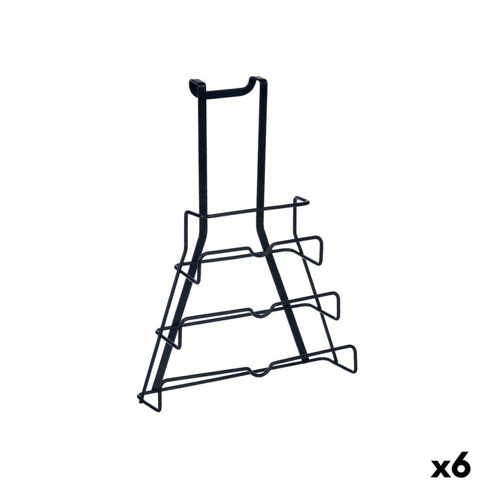 Suport pentru ustensile de bucătărie Capac pentru tigaie Negru Fier 27 x 37 x 9 cm (6 Unități)