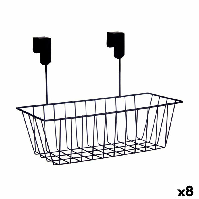 Coșuleț pentru raft de bucătărie Negru Fier 28 x 12 x 9 cm (8 Unități)