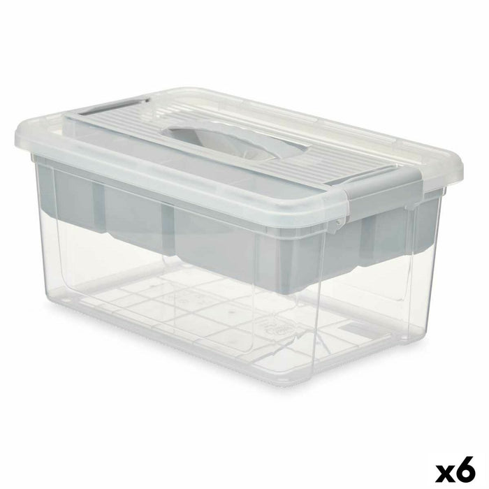 Cutie Multifuncțională Gri Transparent Plastic 9 L 35,5 x 17 x 23,5 cm (6 Unități)