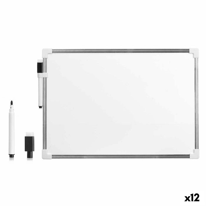 Tablă Magnetică cu Marker Alb Aluminiu 25 x 35 cm (12 Unități)