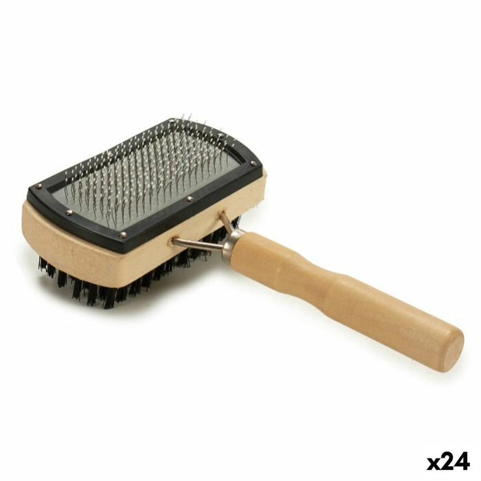 Perie Pentru Câini Double Lemn Maro 13 x 5 x 22 cm (24 Unități)