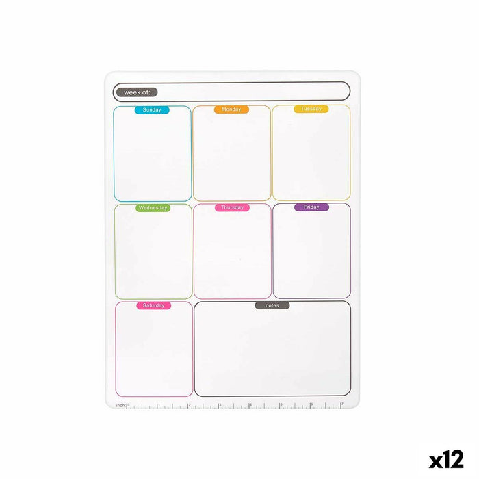 Planificator săptămânal A4 Magnetic Alb (12 Unități)