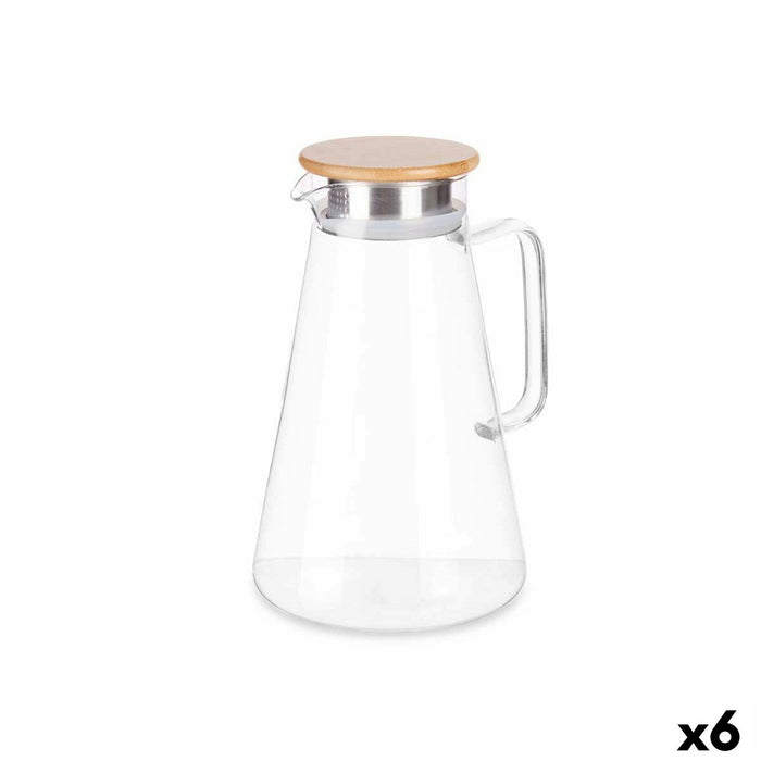 Ceainic Transparent Natural Bambus Sticlă borosilicată 1,7 L (6 Unități)