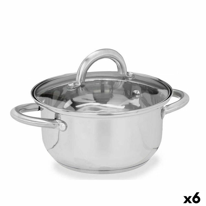 Caserolă Cu Capac de Sticlă Argintiu Oțel inoxidabil 27 x 10 x 19,5 cm (6 Unități)