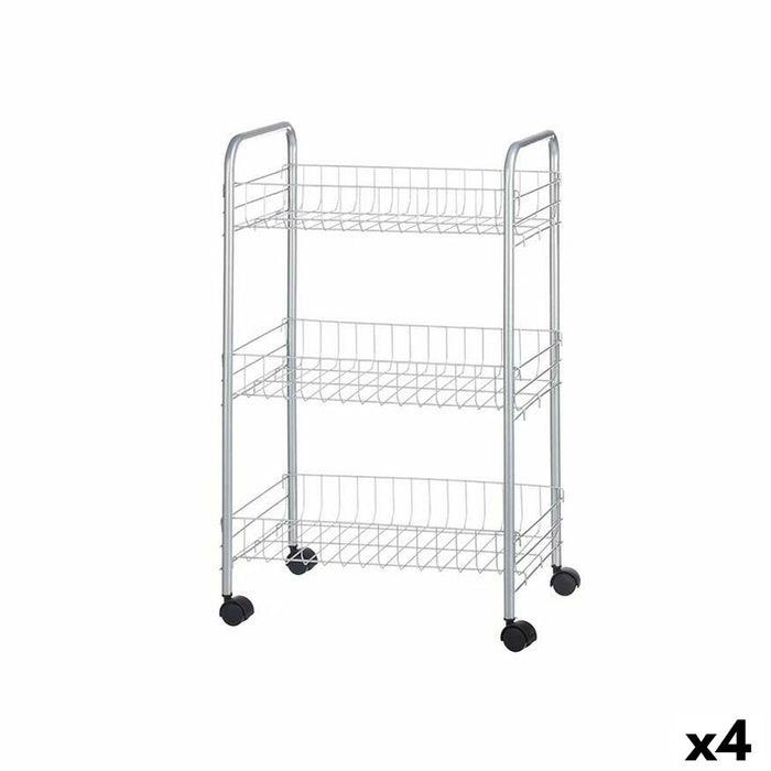Cărucior pentru legume Argintiu Metal Plastic 37 x 27 x 62,3 cm (4 Unități)
