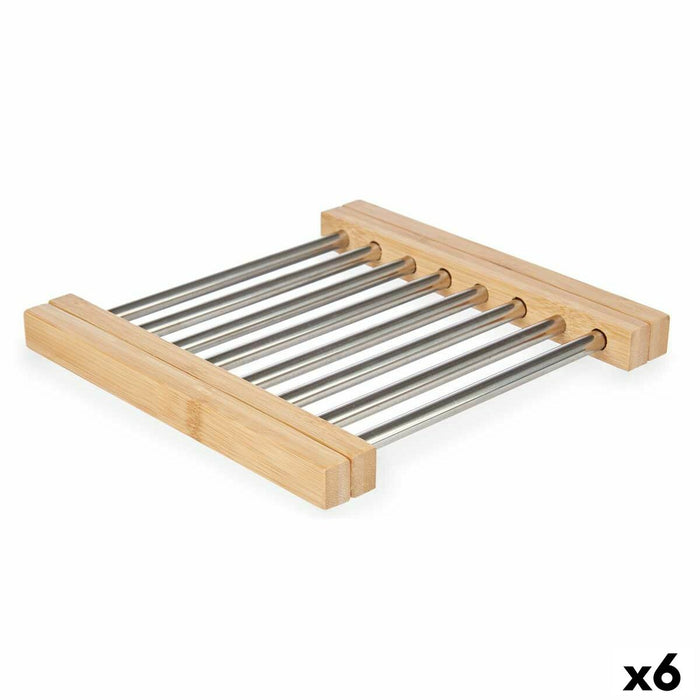Suport Protecție pentru Masă Argintiu Metal Bambus 36,4 x 2,2 x 21,3 cm (6 Unități)