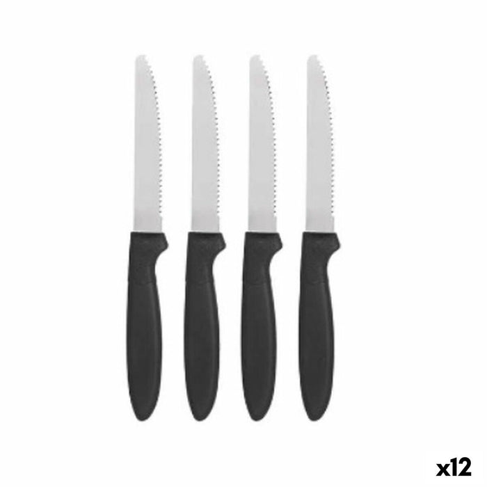 Set de Cuțite Negru Argintiu Oțel inoxidabil Plastic 19,5 cm (12 Unități)