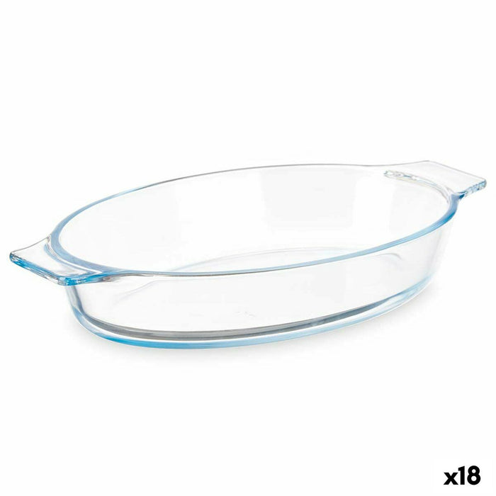 Platou pentru Servire Cu mânere Transparent Sticlă borosilicată 800 ml 27 x 4,5 x 15,8 cm (18 Unități)