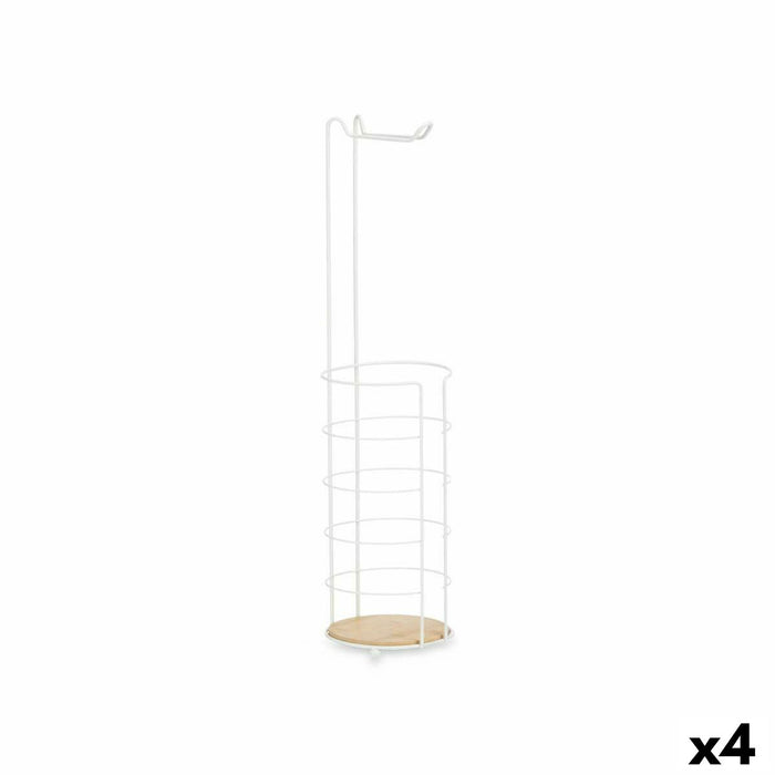 Suport pentru Role de Hârtie Igienică Alb Metal Bambus 16,5 x 63,5 x 16,5 cm (4 Unități)