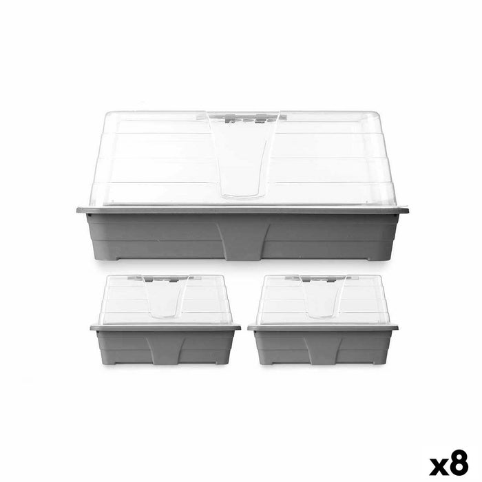 Greenhouse Set Gri Transparent Plastic (8 Unități)