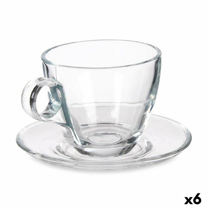 Cană cu Farfurie Transparent Sticlă 170 ml (6 Unități)