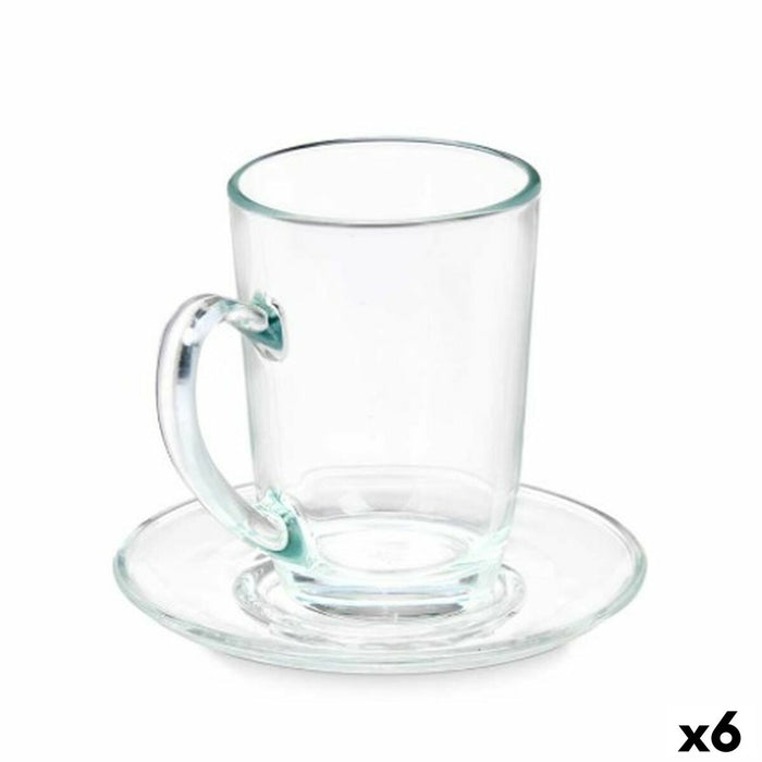 Cană cu Farfurie Transparent Sticlă 200 ml (6 Unități)